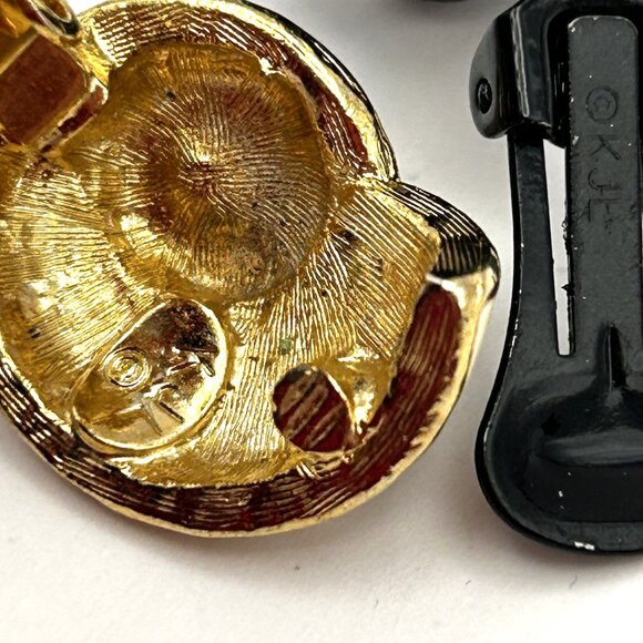 Vintage Kenneth Jay Lane Clip on Earring Bundle Signed Enamel Rhinestone - Picture 10 of 10